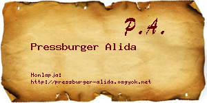 Pressburger Alida névjegykártya